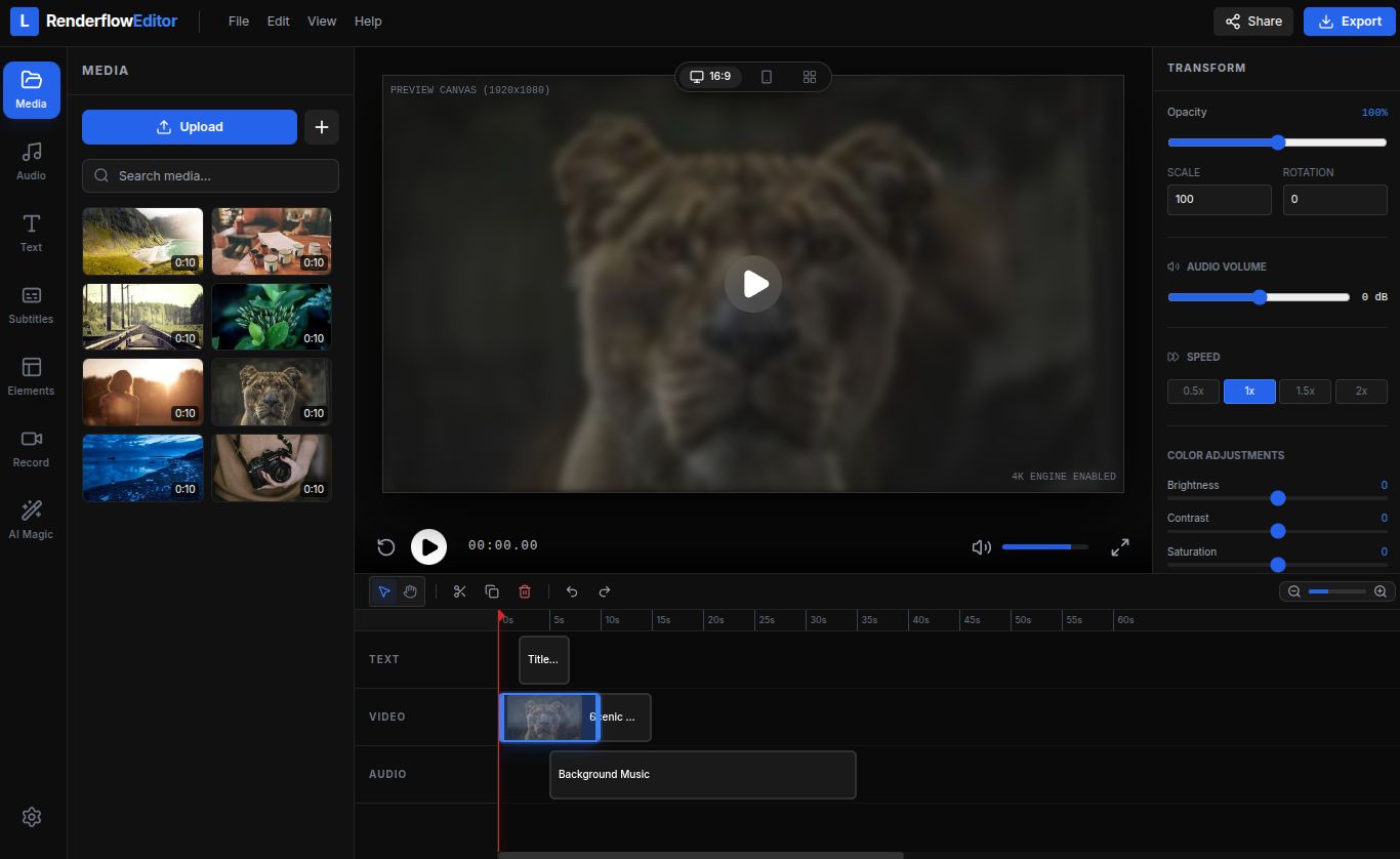 RenderFlow Editor - Professional browser-based video editing